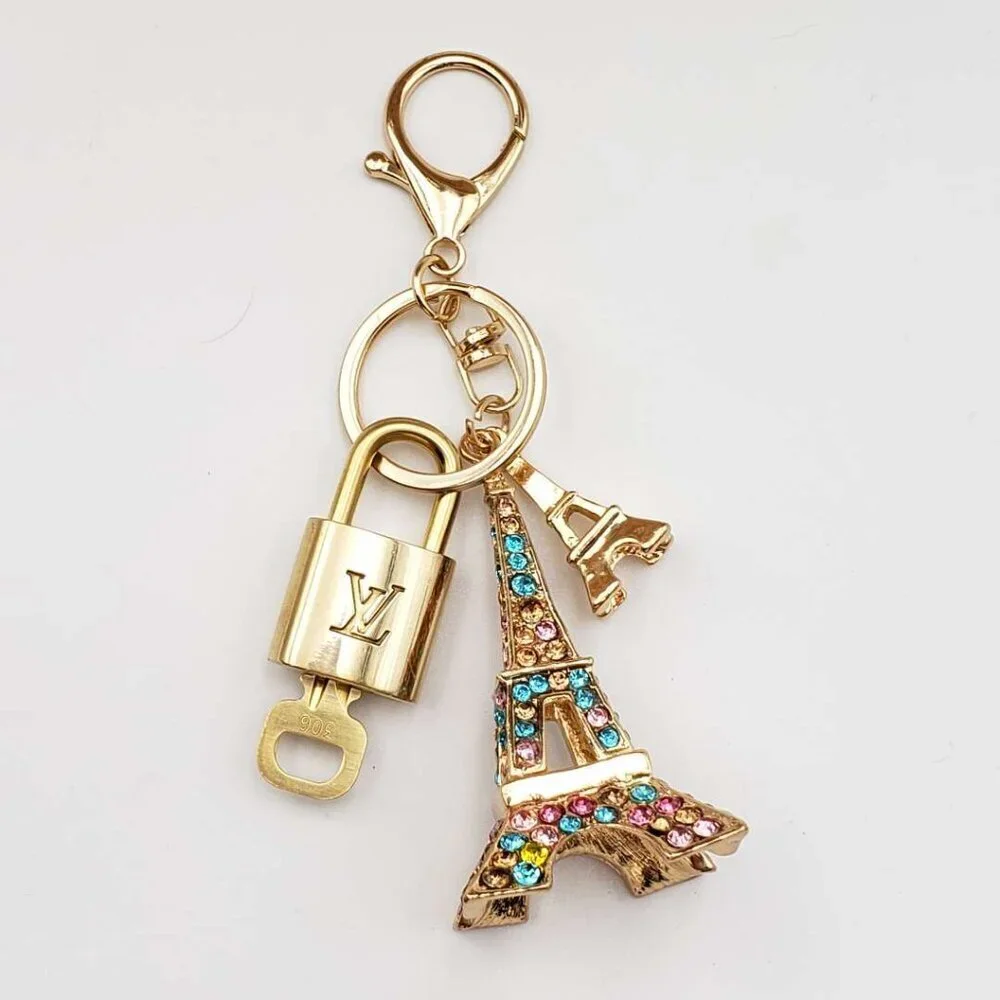 Louis Vuitton Gold Lock 🔒 Authentic LV Key + Unbranded Eiffel Tower Bag Charm